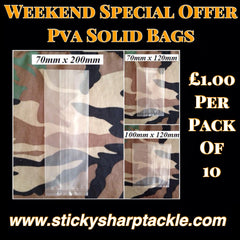 Pva Solid Bags - 10 Per Pack - Various Sizes Available - SPECIAL OFFER