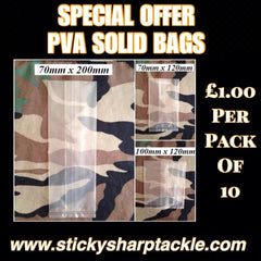 Pva Solid Bags - 10 Per Pack - Various Sizes Available - SPECIAL OFFER