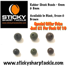 Rubber Shock Beads - 6mm & 8mm - Silt Black, Green & Brown