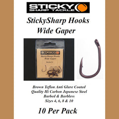 StickySharp Hooks Wide Gaper Brown Teflon Coating